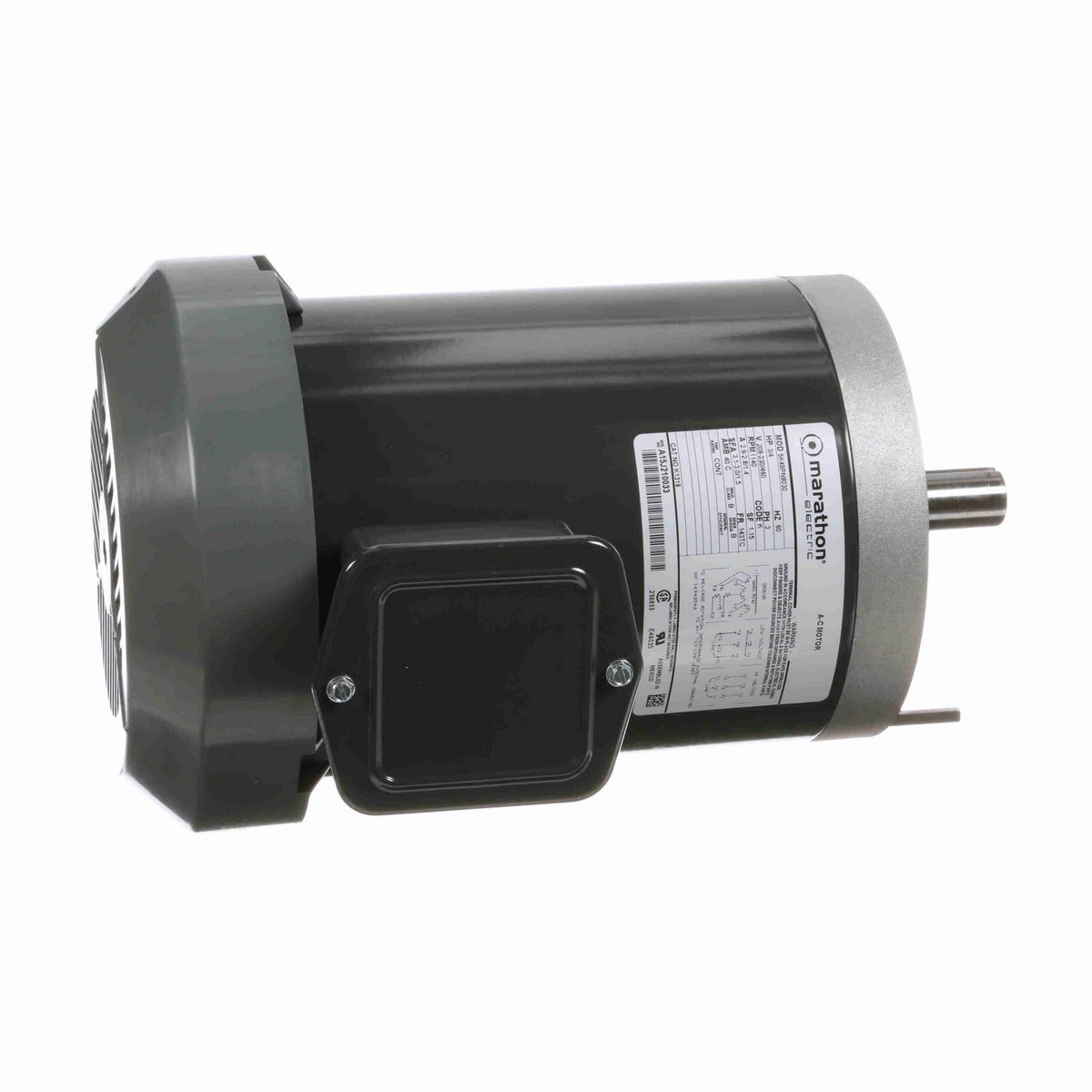 LEESON General Purpose Motor, 0.75 HP, 3 Ph, 60 Hz, 208-230/460 V, 1200 RPM, 143TC Frame, TEFC - K1318