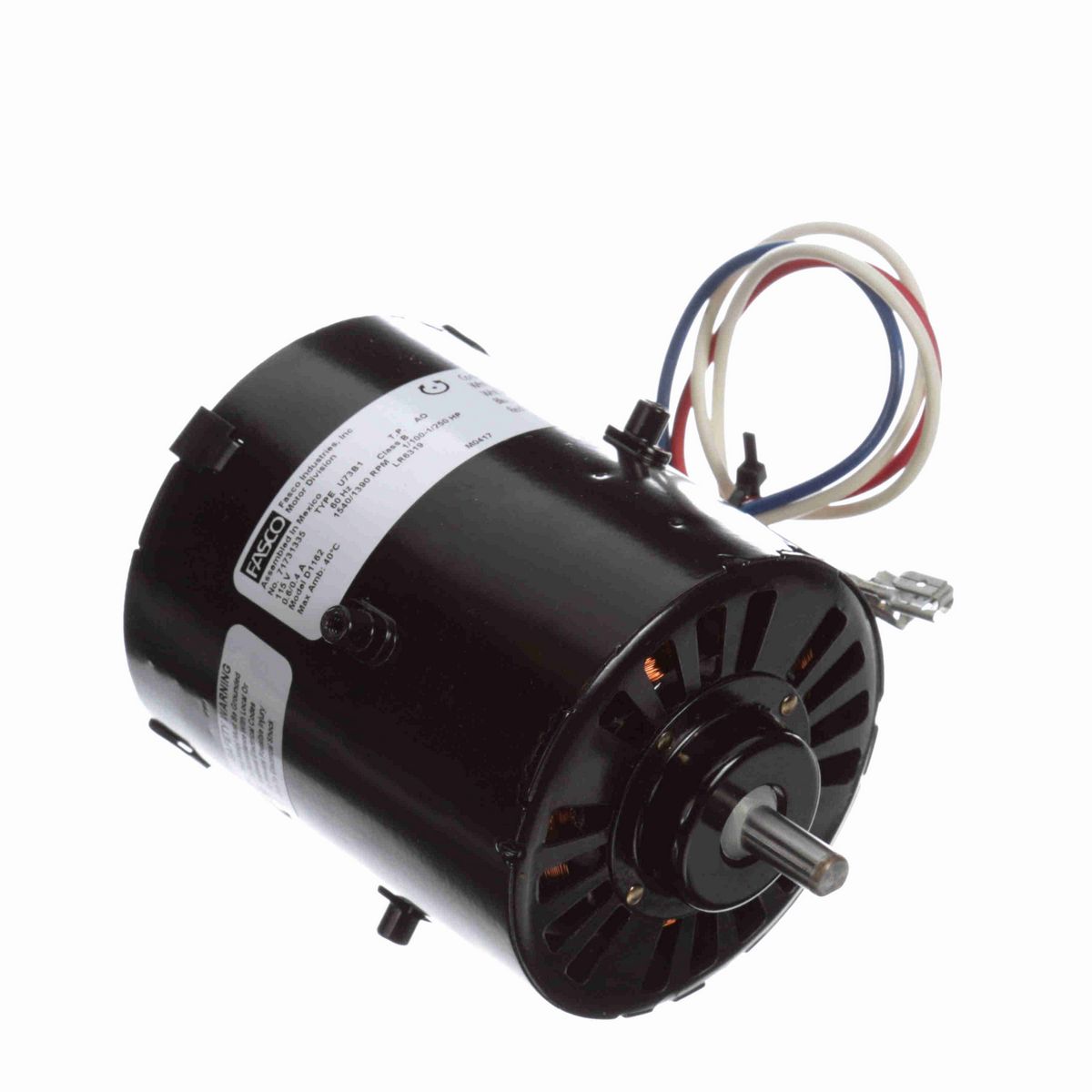 FASCO OEM Replacement Motor, 1/100 - 1/250 HP, 1 Ph, 60 Hz, 115 V, 1540/1390 RPM, 1 Speed, 3.3" Diameter, OAO - D1162