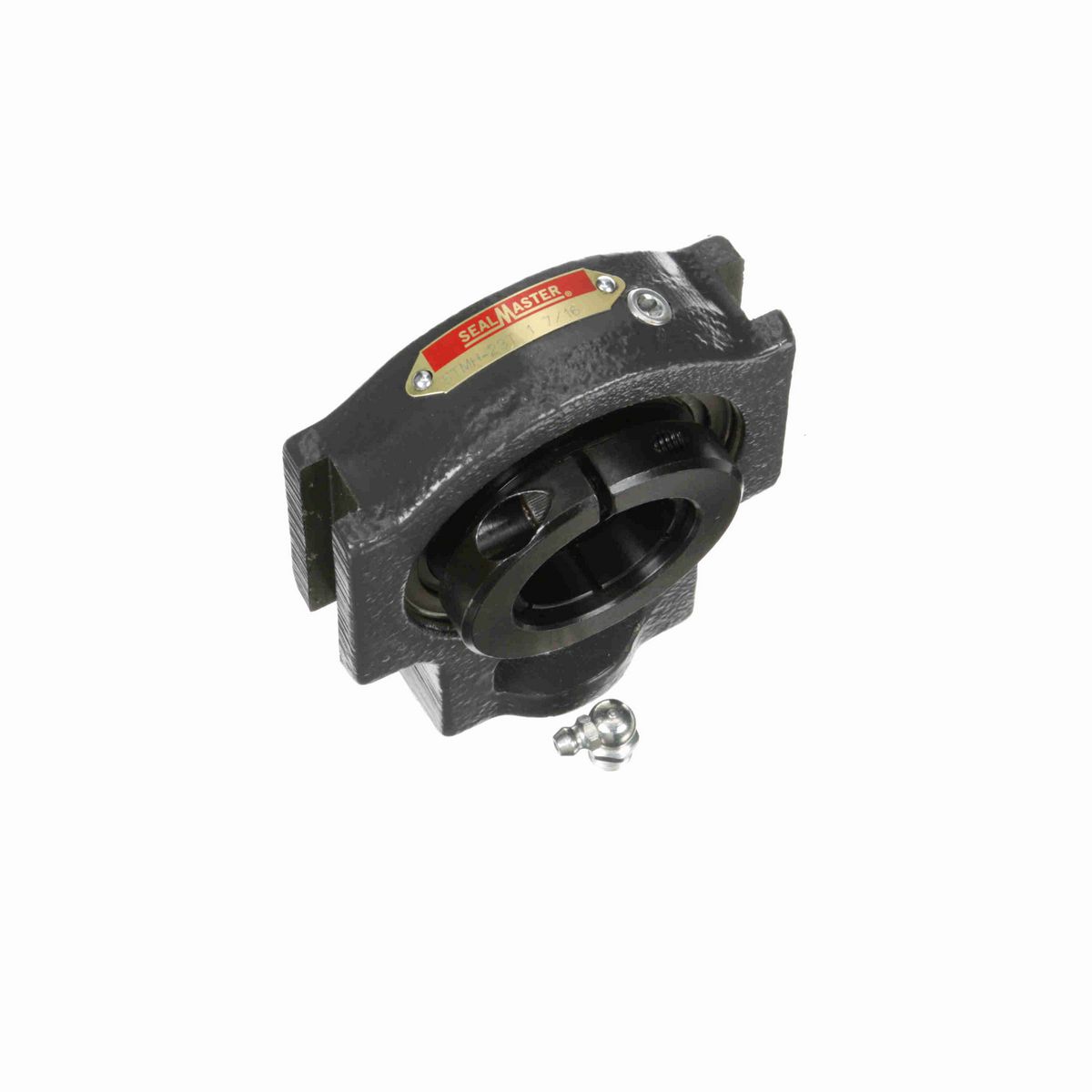 Sealmaster Mounted Cast Iron Wide Slot Take Up Housing & Frame Assembly Ball Bearing - 52100 Bearing Steel, Black Oxided - Concentric Lock - STMH-23T
