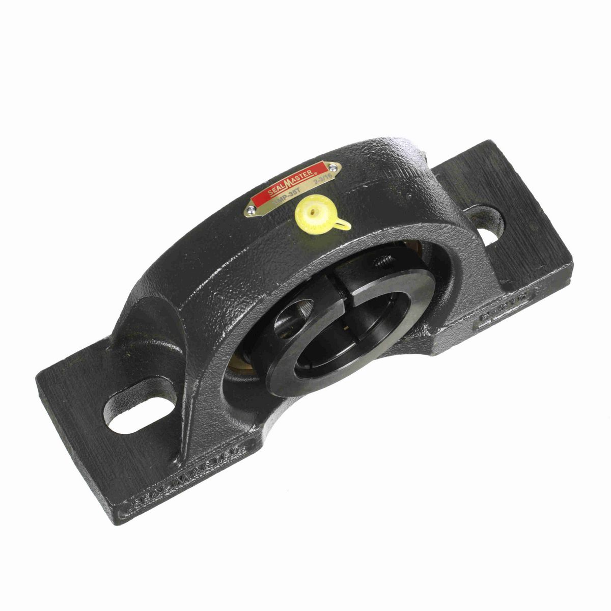 Sealmaster Mounted Cast Iron Two Bolt Pillow Block Ball Bearing - 52100 Bearing Steel, Black Oxided - Concentric Lock - EMP-35T