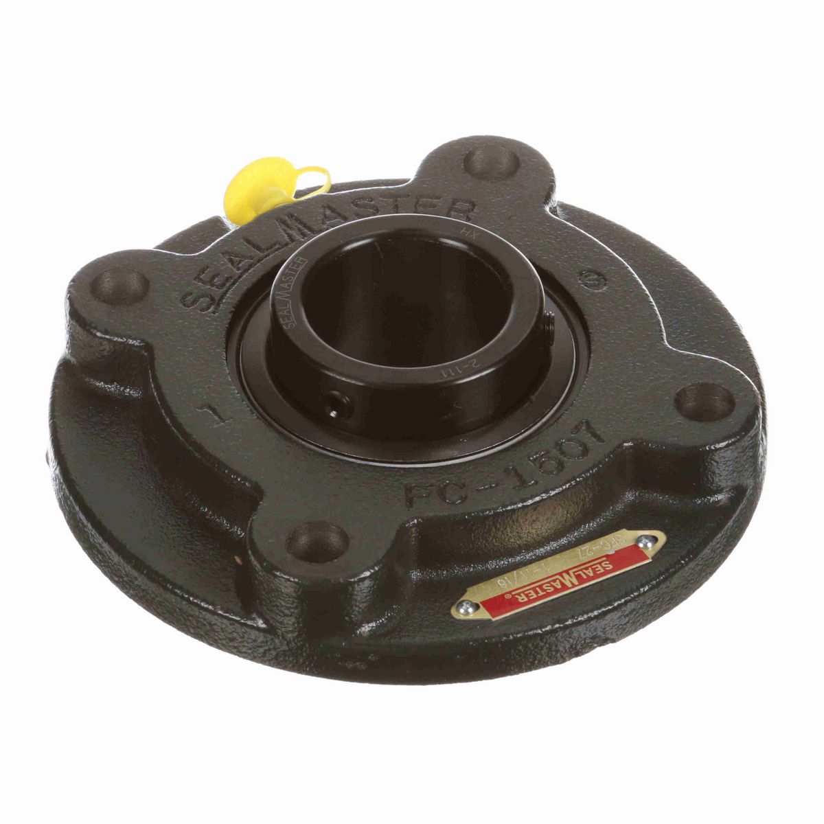 Sealmaster Mounted Cast Iron Flange Cartridge Ball Bearing - 52100 Bearing Steel, Black Oxided - Setscrew Lock - SFC-27