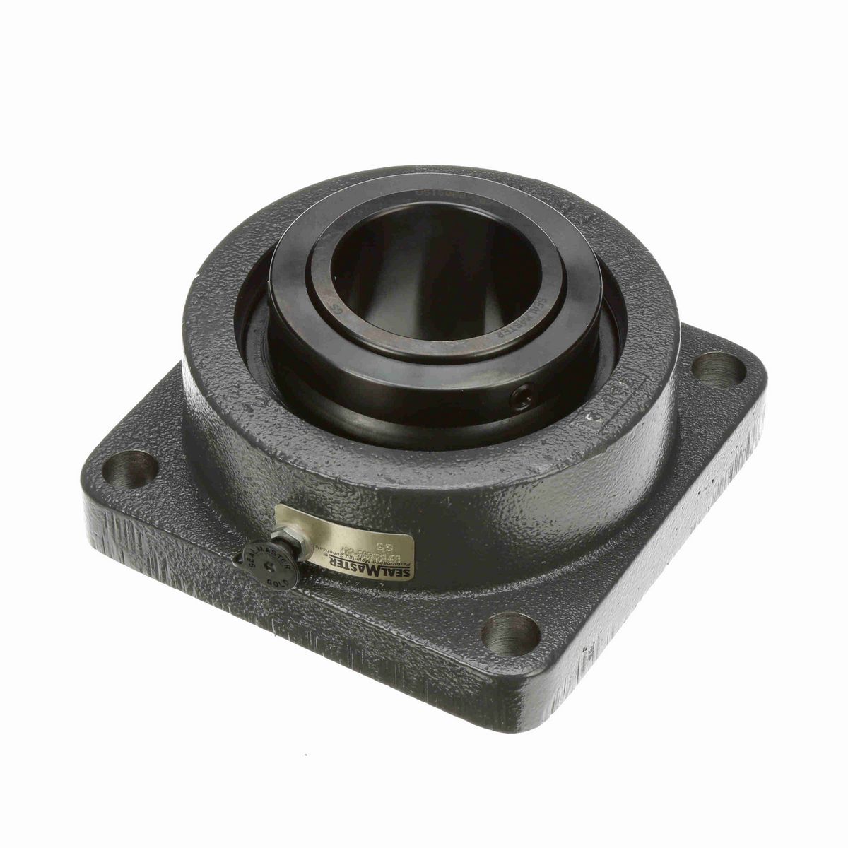 Sealmaster Mounted Ductile Iron Four Bolt Flange Spherical Roller - 52100 Bearing Steel, Black Oxided - Collar Mount Lock - USFBE5000-207