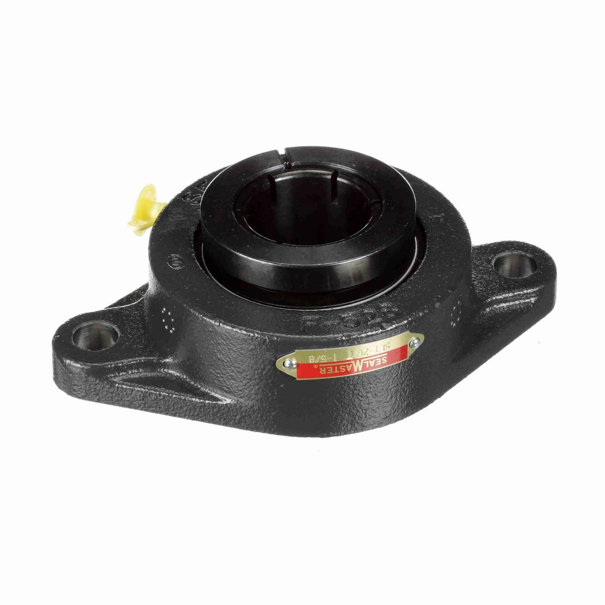 Sealmaster Mounted Cast Iron Two Bolt Flange Ball Bearing - 52100 Bearing Steel, Black Oxided - Concentric Lock - SFT-26T