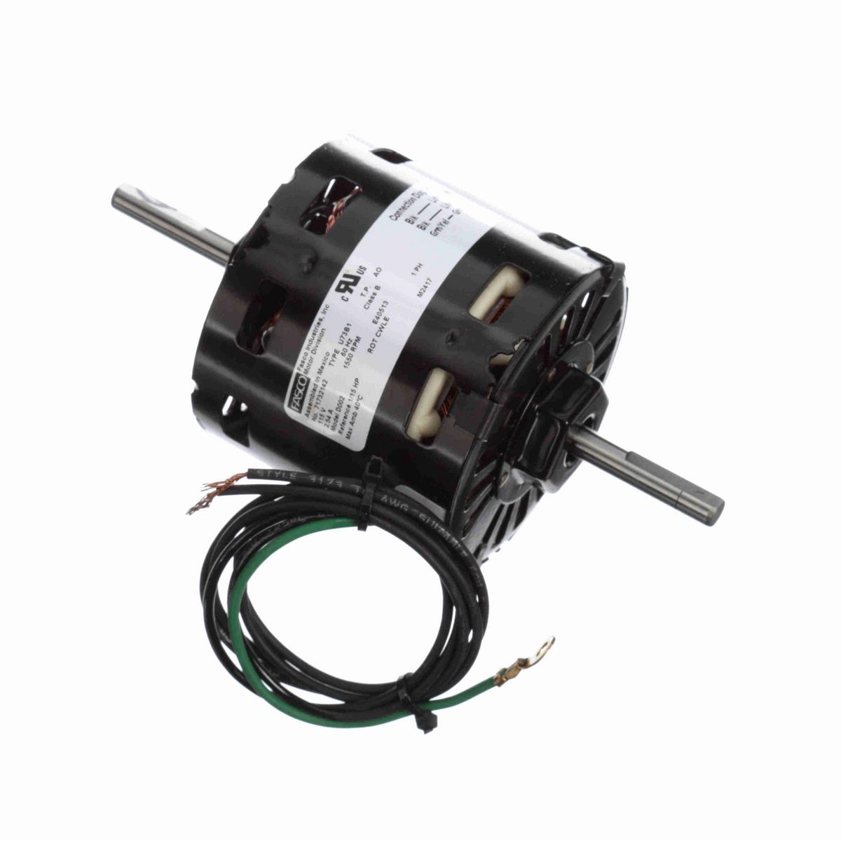 FASCO OEM Replacement Motor, 1/15 HP, 1 Ph, 60 Hz, 115 V, 1550 RPM, 1 Speed, 3.3" Diameter, OAO - D002