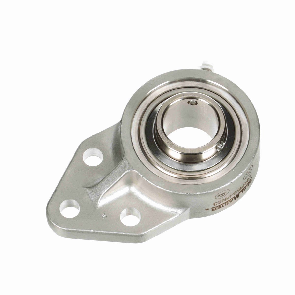 Sealmaster Mounted Stainless Steel Three Bolt Flange Bracket Ball Bearing - 52100 Bearing Steel, Phosphorus Nickel Coated - Setscrew Lock - Corrosion Resistant - CRFBS-PN23