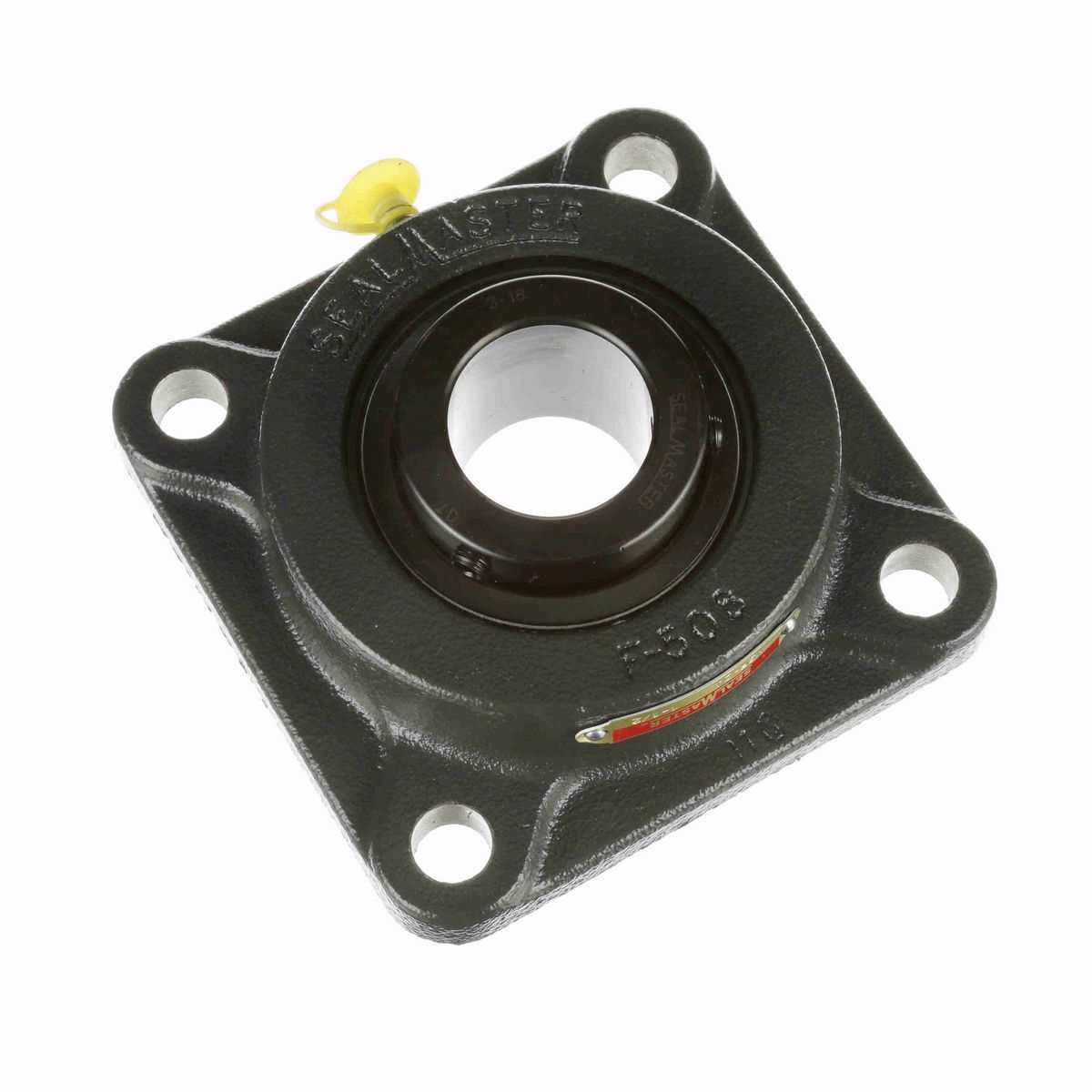 Sealmaster Mounted Cast Iron Four Bolt Flange Ball Bearing - 52100 Bearing Steel, Black Oxided - Setscrew Lock - MSF-24