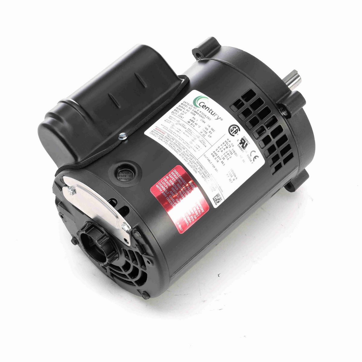 Century General Purpose Motor, 1/4 HP, 1 Ph, 60 Hz, 115/230 V, 1800 RPM, 56C Frame, DP - K1024LDES