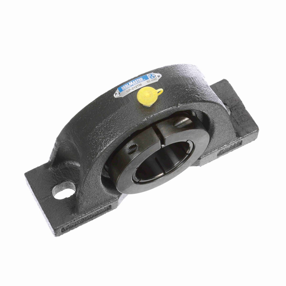 Sealmaster Mounted Cast Iron Two Bolt Pillow Block Ball Bearing - 52100 Bearing Steel, Black Oxided - Concentric Lock - NP-212TM