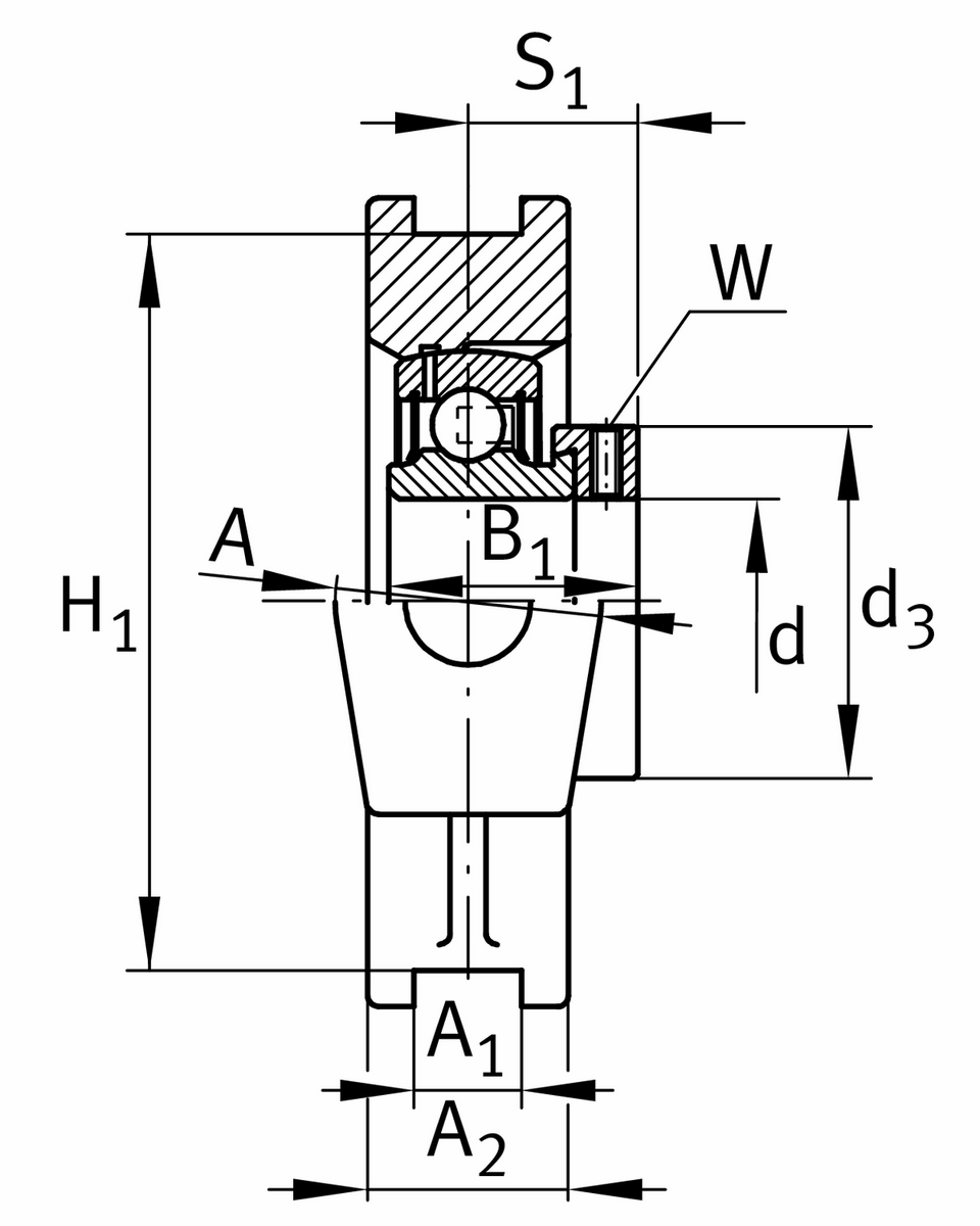 Корпусной узел с закрепляемым подшипником PTUE40-XL