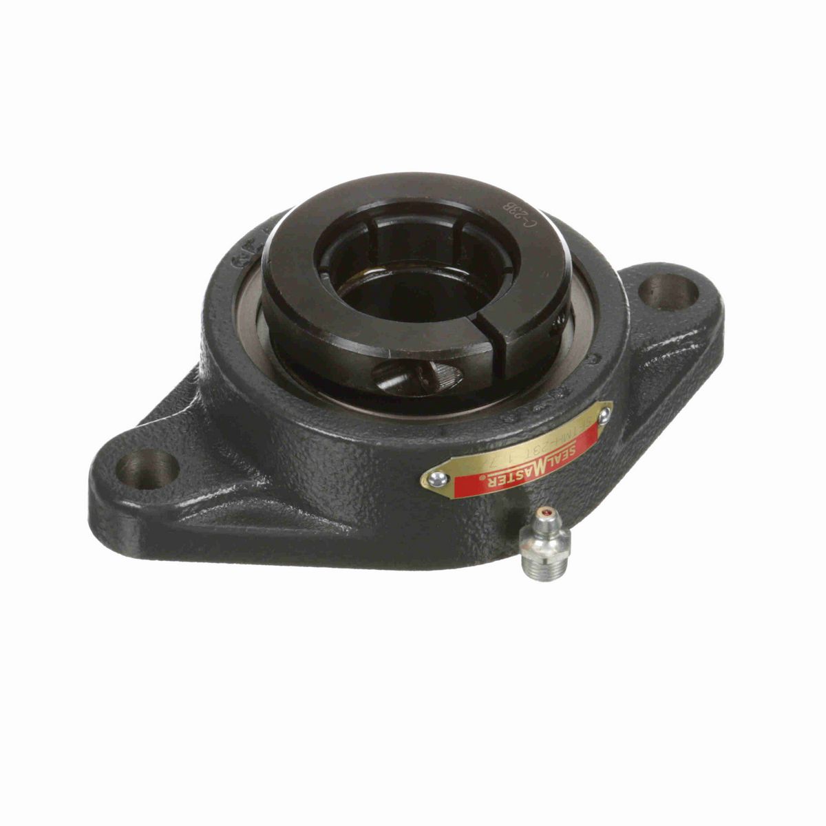Sealmaster Mounted Cast Iron Two Bolt Flange Ball Bearing - 52100 Bearing Steel, Black Oxided - Concentric Lock - SFTMH-23T