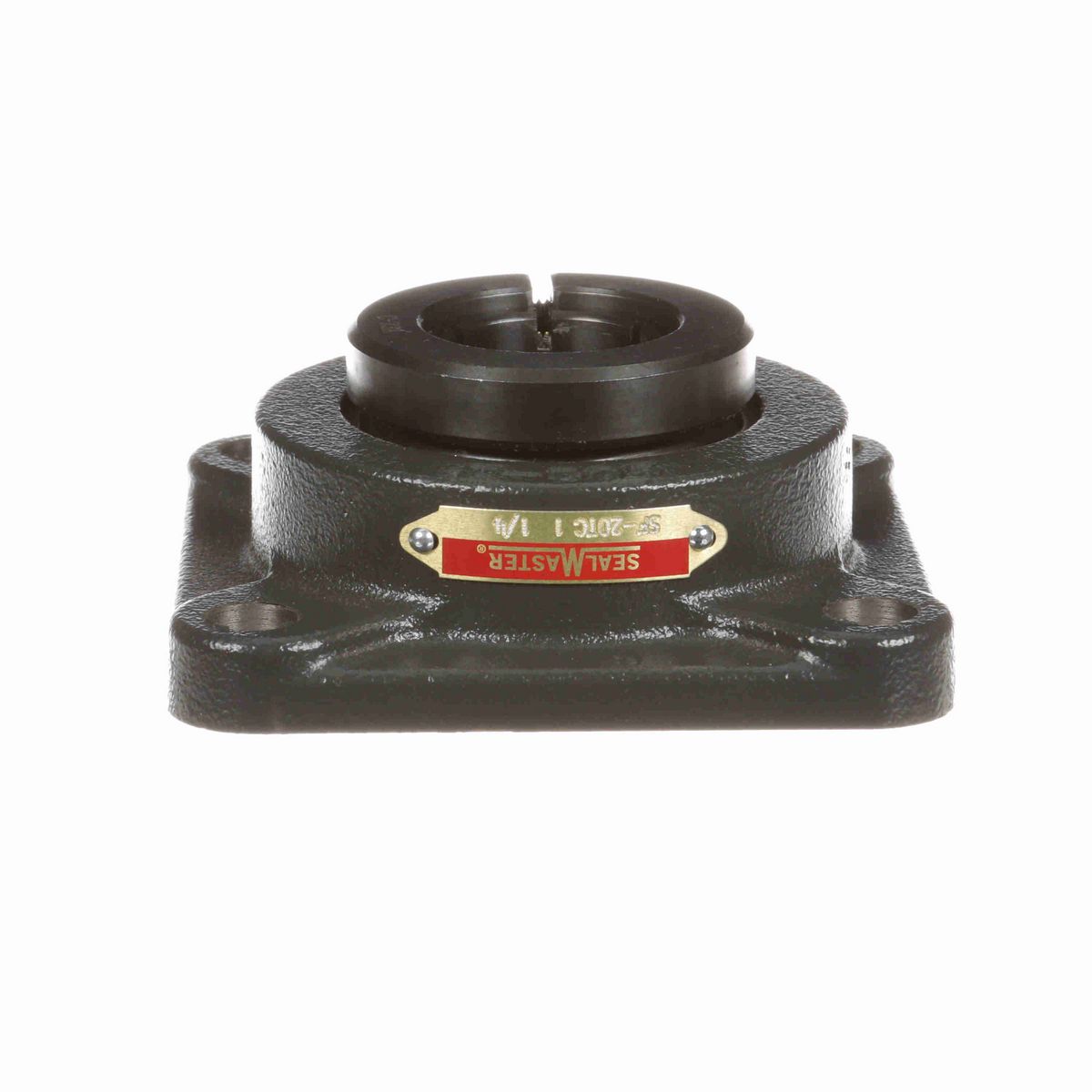 Sealmaster Mounted Cast Iron Four Bolt Flange Ball Bearing - 52100 Bearing Steel, Black Oxided - Concentric Lock - SF-20TC