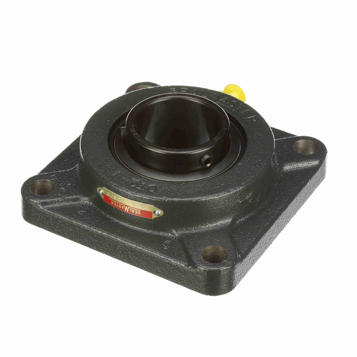 Sealmaster Mounted Cast Iron Four Bolt Flange Ball Bearing - 52100 Bearing Steel, Black Oxided - Setscrew Lock - SF-35