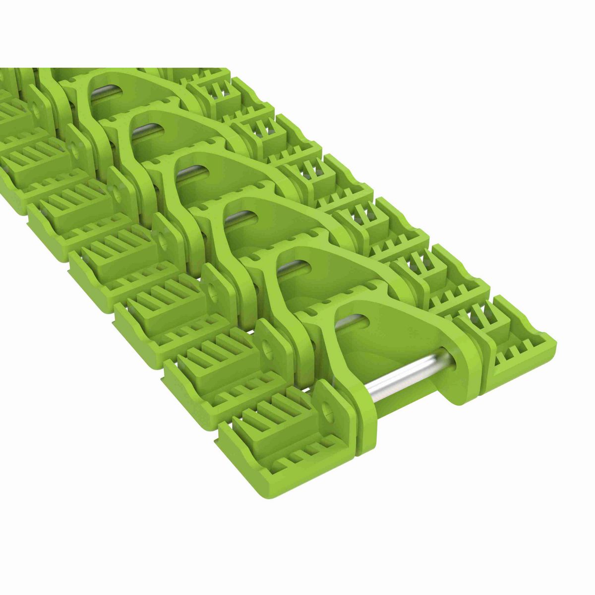 Rexnord 1040FTM Side-flexing Solid Top, Material: Bright Lime-Green Dry PET Low Friction, Width: 3.3in, Pitch: 1in - 10604554
