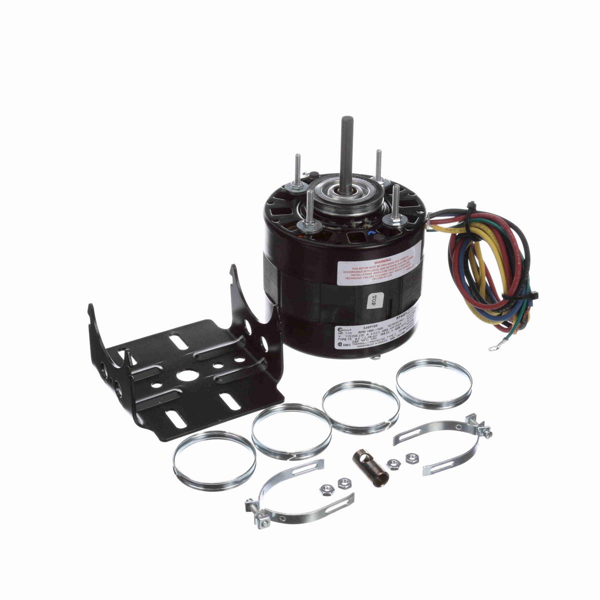 Century Refrigeration Motor, 1/10 HP, 1 Ph, 60/50 Hz, 115/208-230 V, 1550/1300 RPM, 1 Speed, 42 Frame, OAO - RF4401