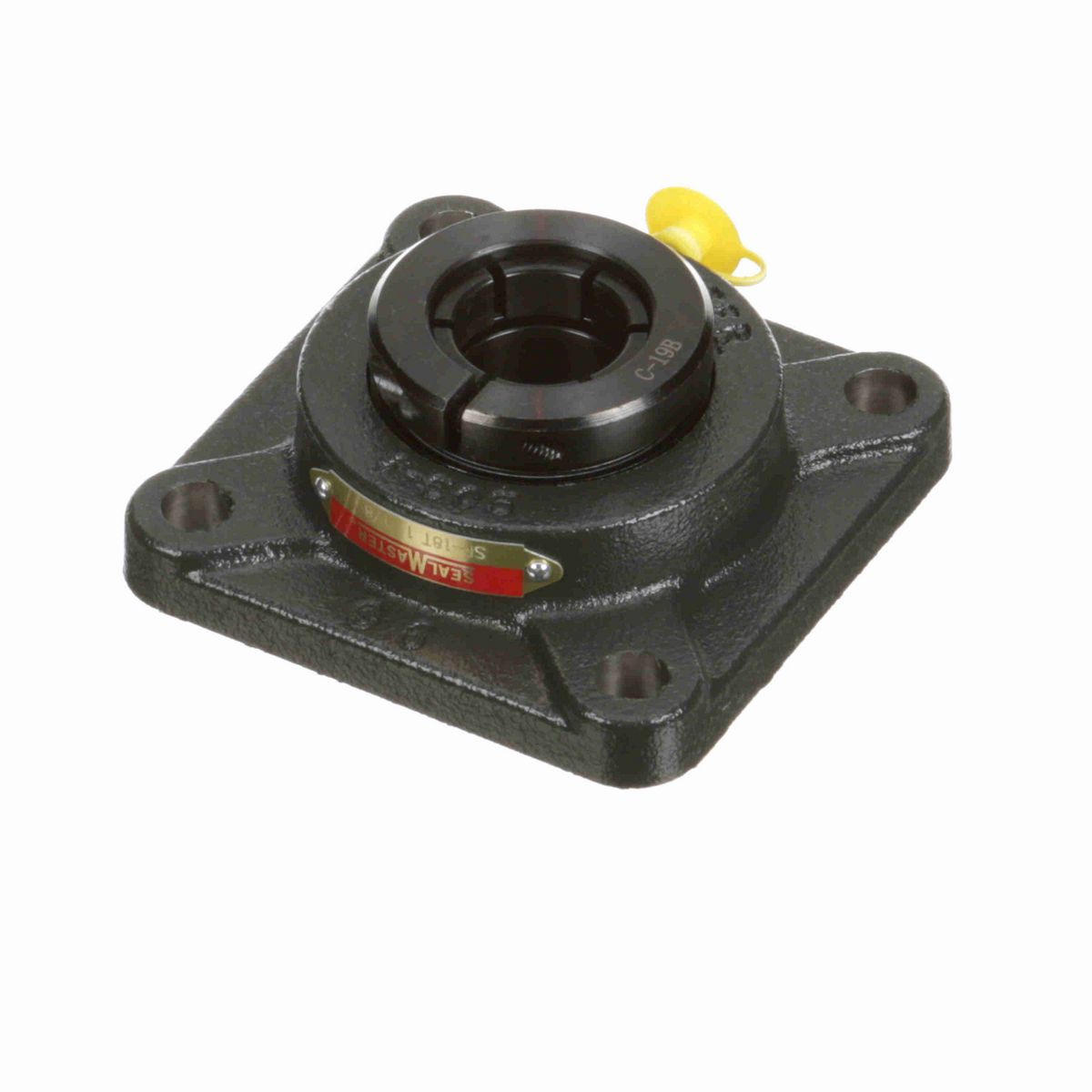Sealmaster Mounted Cast Iron Four Bolt Flange Ball Bearing - 52100 Bearing Steel, Black Oxided - Concentric Lock - SF-18T