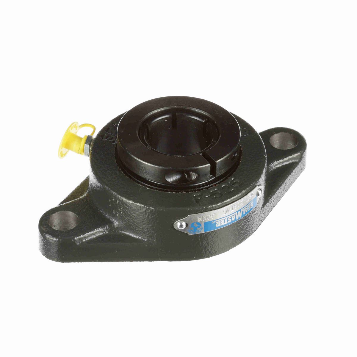 Sealmaster Mounted Cast Iron Two Bolt Flange Ball Bearing - 52100 Bearing Steel, Black Oxided - Concentric Lock - SFT-206TMC