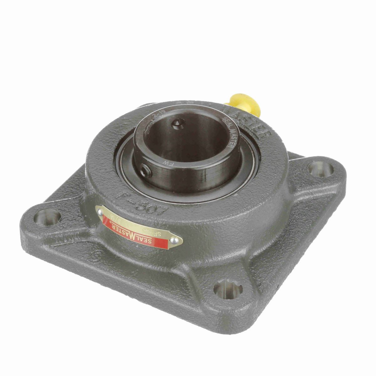 Sealmaster Mounted Cast Iron Four Bolt Flange Ball Bearing - 52100 Bearing Steel, Black Oxided - Setscrew Lock - SF-25