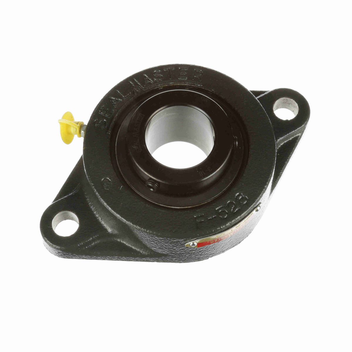 Sealmaster Mounted Cast Iron Two Bolt Flange Ball Bearing - 52100 Bearing Steel, Black Oxided - Setscrew Lock - MSFT-24