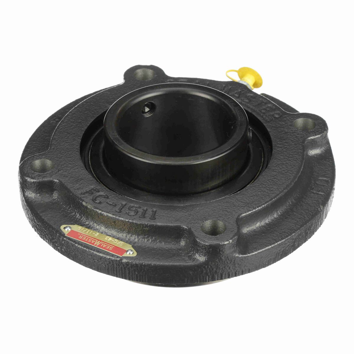 Sealmaster Mounted Cast Iron Flange Cartridge Ball Bearing - 52100 Bearing Steel, Black Oxided - Setscrew Lock - SFC-43