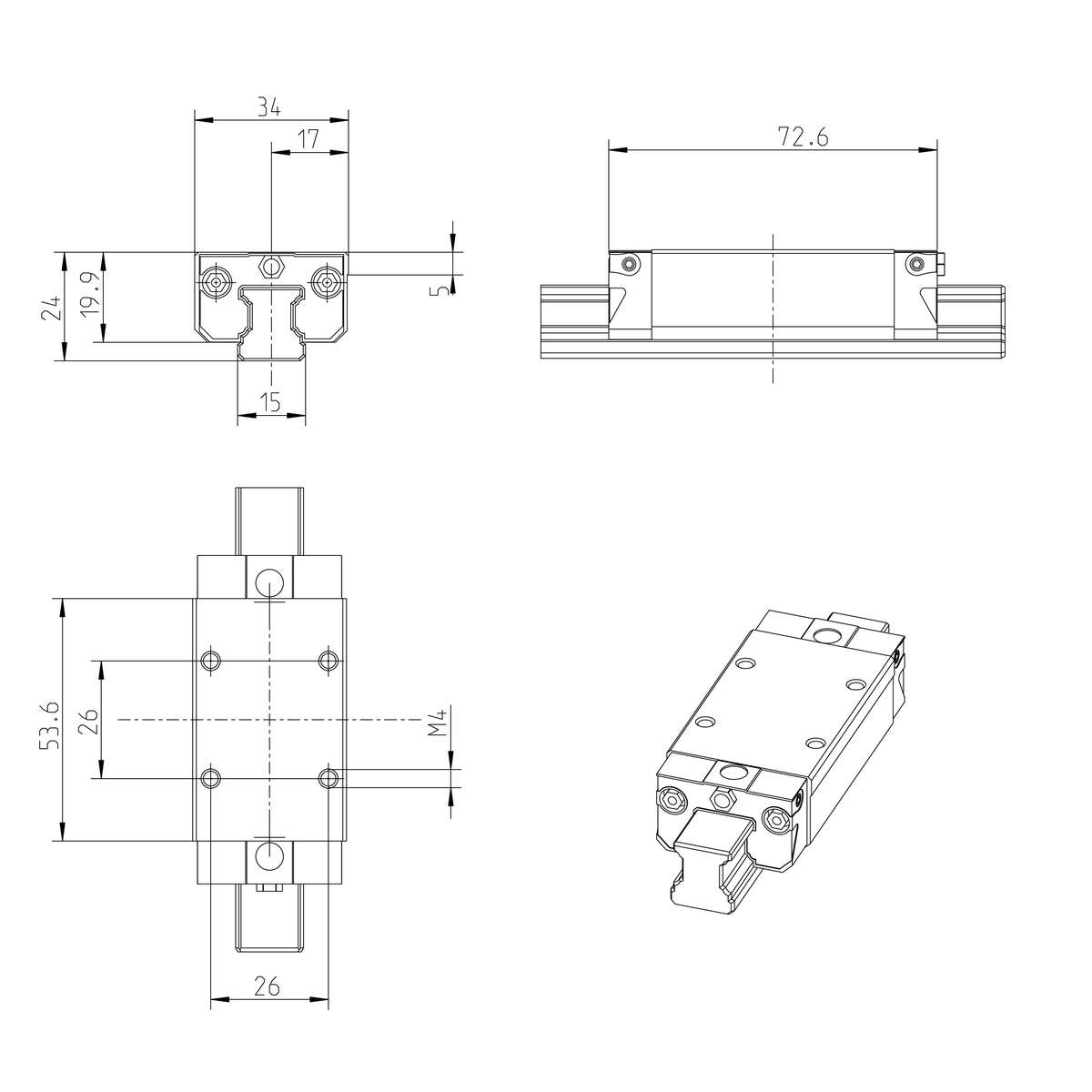 Шариковая каретка из нержавеющей стали Resist NRII Bosch Rexroth KWD-015-SLS-C0-H-0 [R201219304]