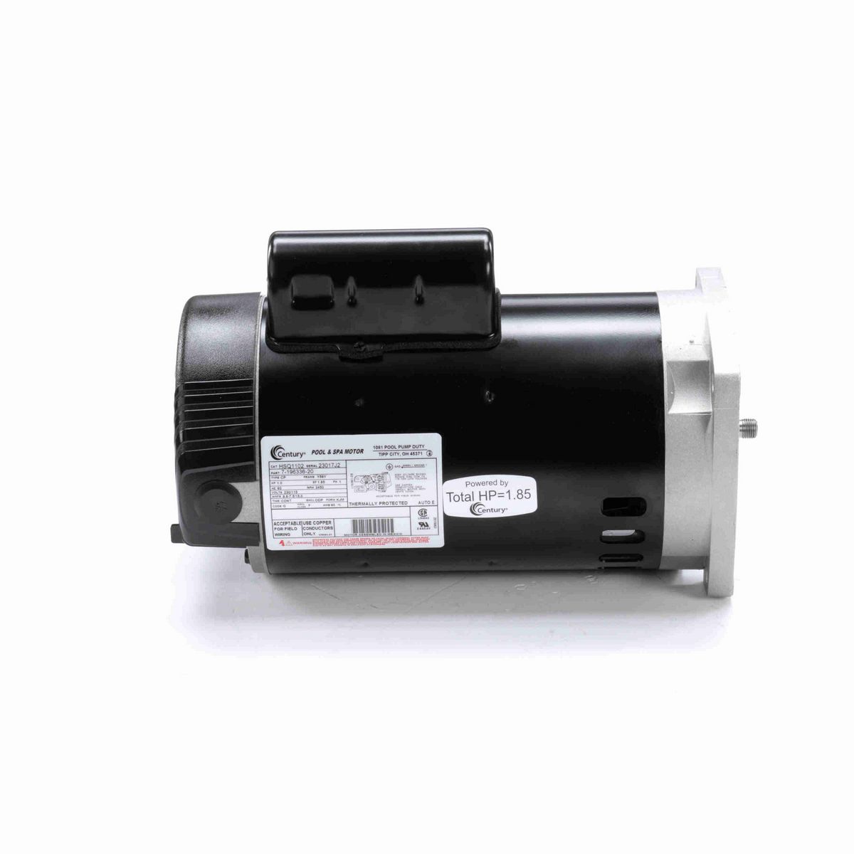 Century Pool Pump Motor, 1.0 HP, 1 Ph, 60 Hz, 230/115 V, 3600 RPM, Y56Y Frame, ODP - HSQ1102
