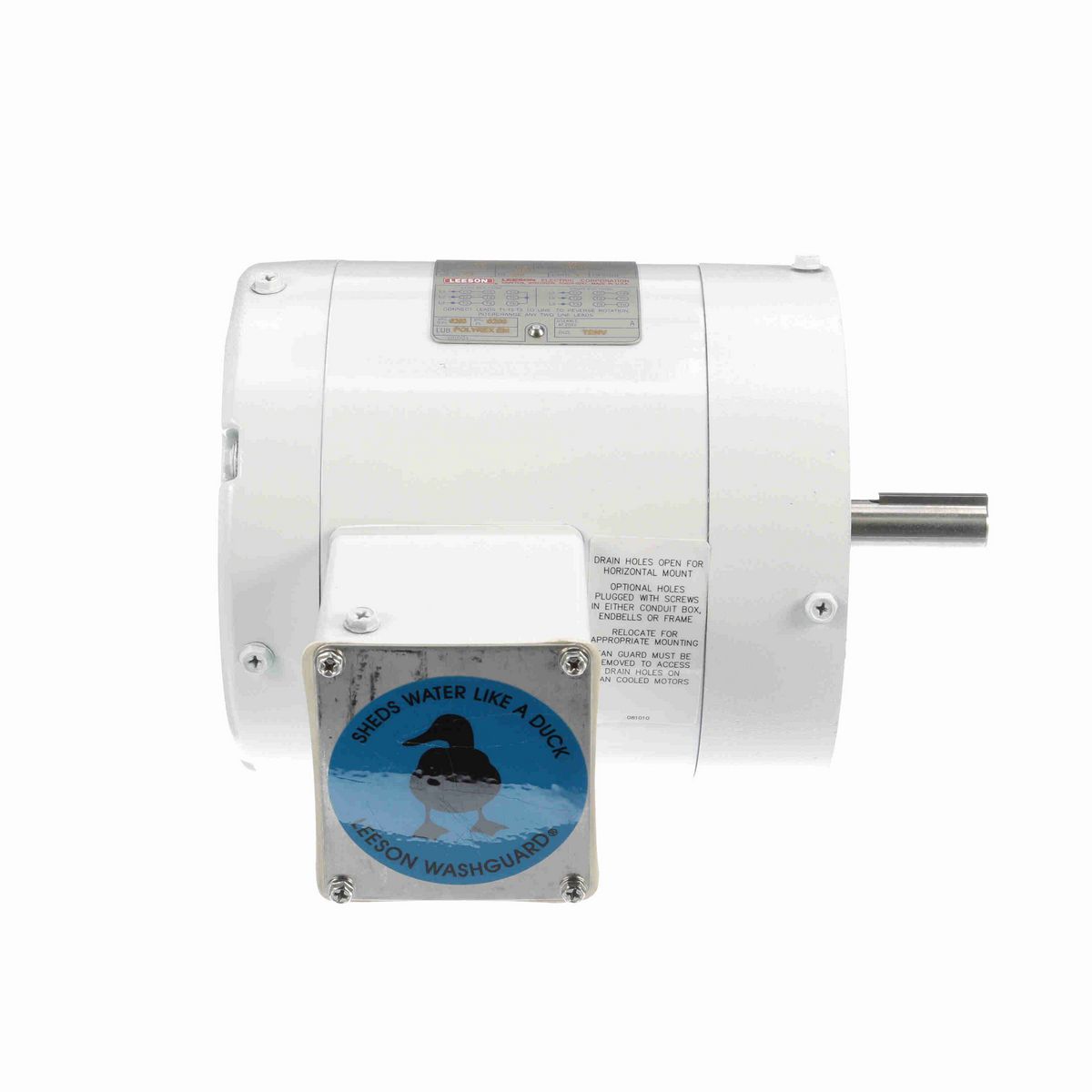 LEESON White Duck™ General Purpose Motor, 0.33 HP, 3 Ph, 60 Hz, 230/460 V, 1800 RPM, 56C Frame, TENV - 113954.00
