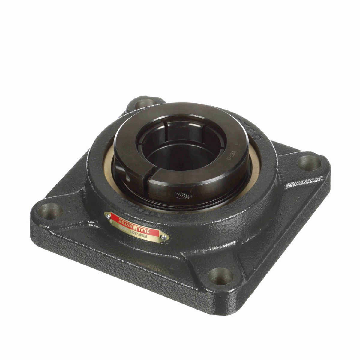 Sealmaster Mounted Cast Iron Four Bolt Flange Ball Bearing - 52100 Bearing Steel, Black Oxided - Concentric Lock - ESF-32T AMD