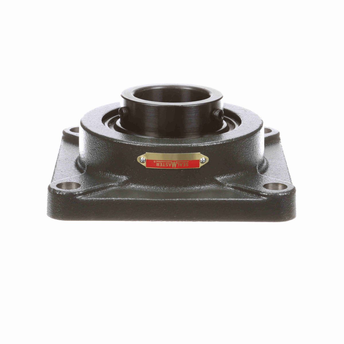 Sealmaster Mounted Cast Iron Four Bolt Flange Ball Bearing - 52100 Bearing Steel, Black Oxided - Setscrew Lock - High Contamination - MSF-36 DRT