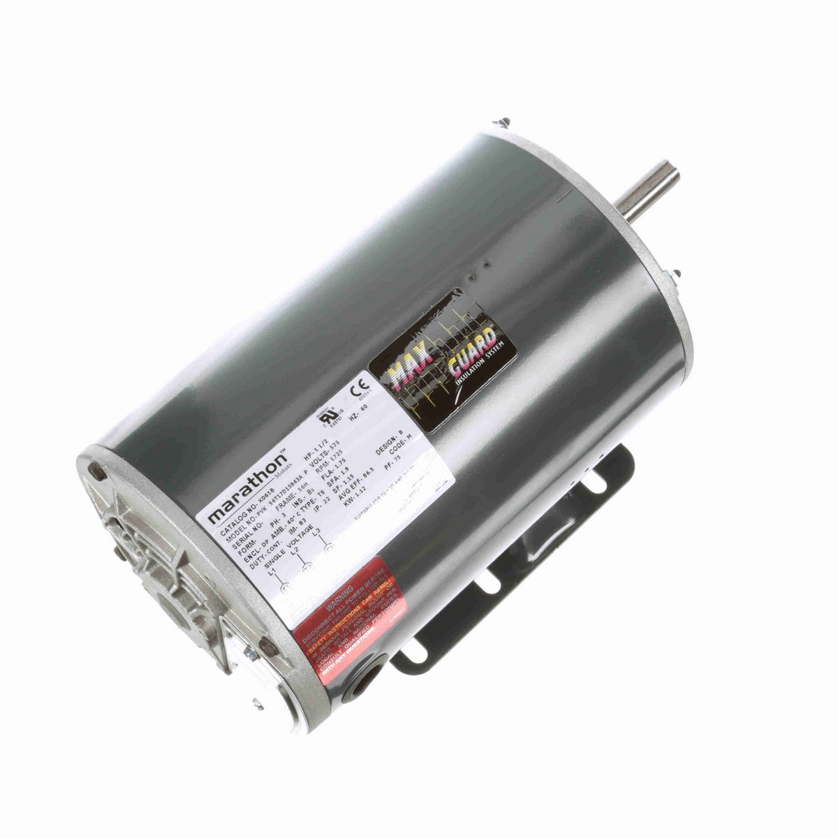 LEESON General Purpose Motor, 1.50 HP, 3 Ph, 60 Hz, 575 V, 1800 RPM, 56H Frame, DP - K061B