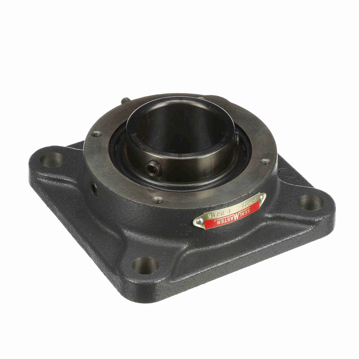 Sealmaster Mounted Cast Iron Four Bolt Flange Ball Bearing - 52100 Bearing Steel, Black Oxided - Setscrew Lock - HF-31