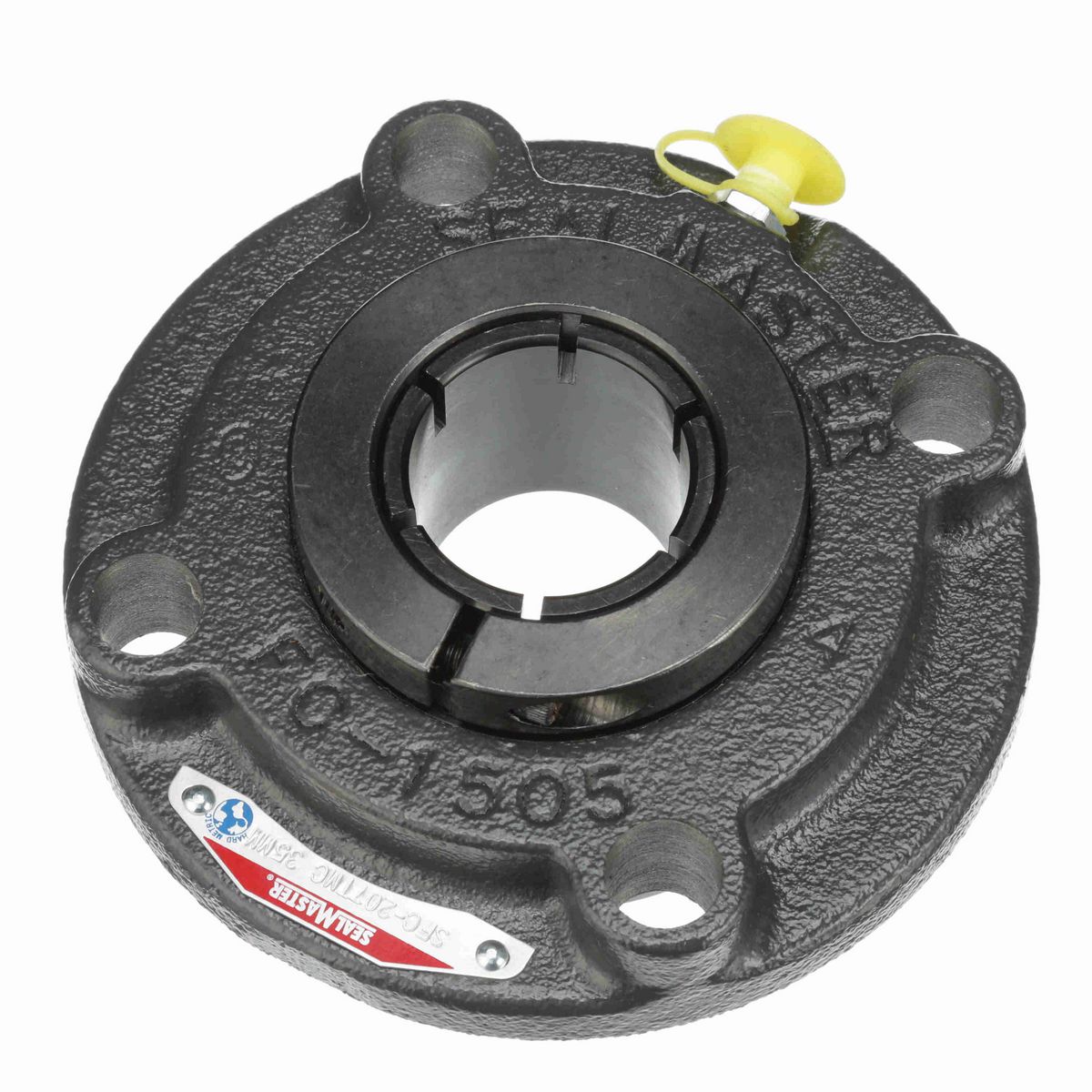 Sealmaster Mounted Cast Iron Flange Cartridge Ball Bearing - 52100 Bearing Steel, Black Oxided - Concentric Lock - SFC-207TMC