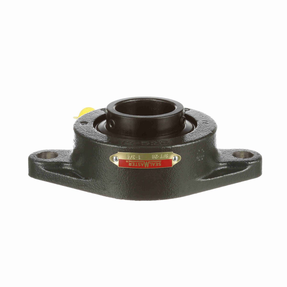 Sealmaster Mounted Cast Iron Two Bolt Flange Ball Bearing - 52100 Bearing Steel, Black Oxided - Setscrew Lock - SFT-28