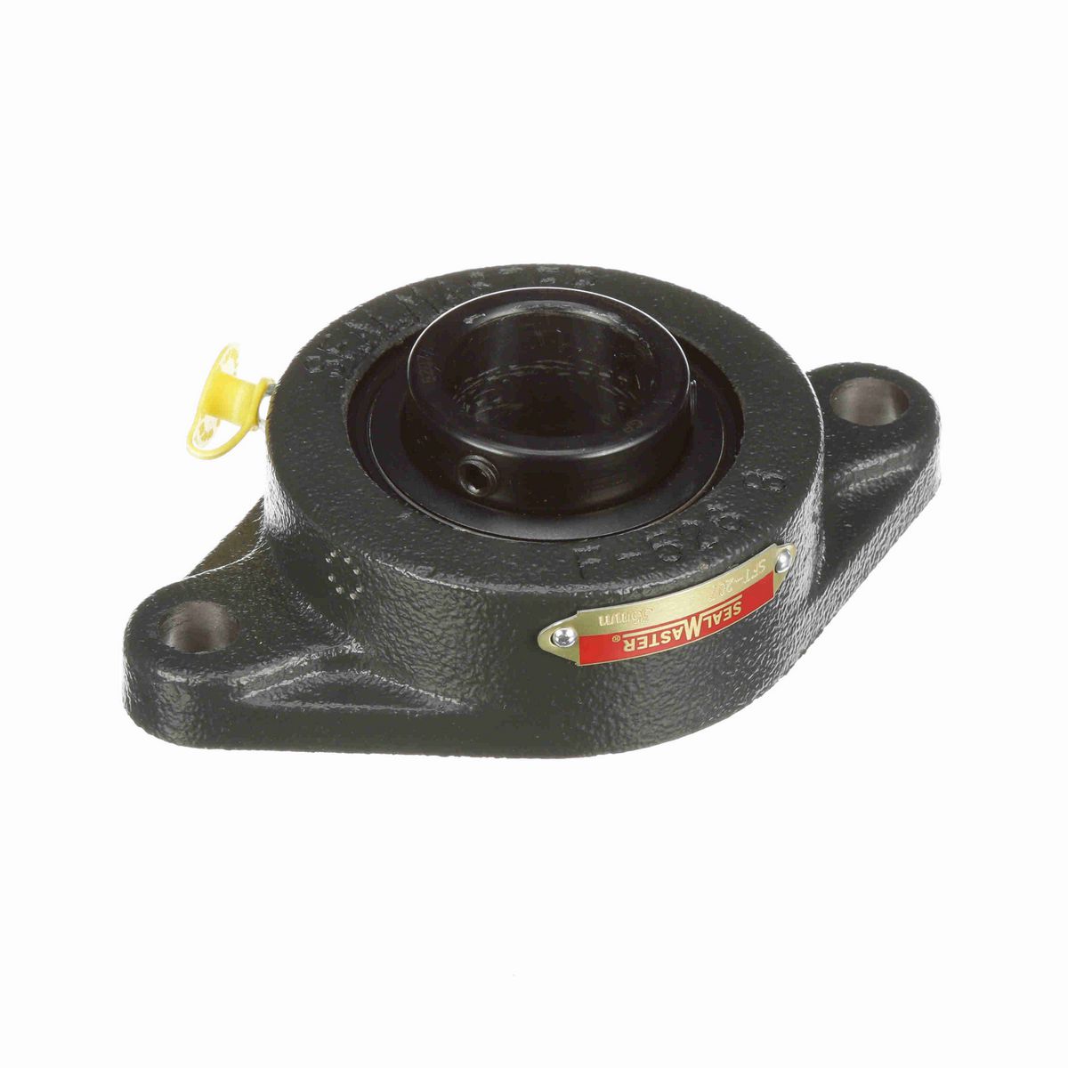 Sealmaster Mounted Cast Iron Two Bolt Flange Ball Bearing - 52100 Bearing Steel, Black Oxided - Setscrew Lock - SFT-207