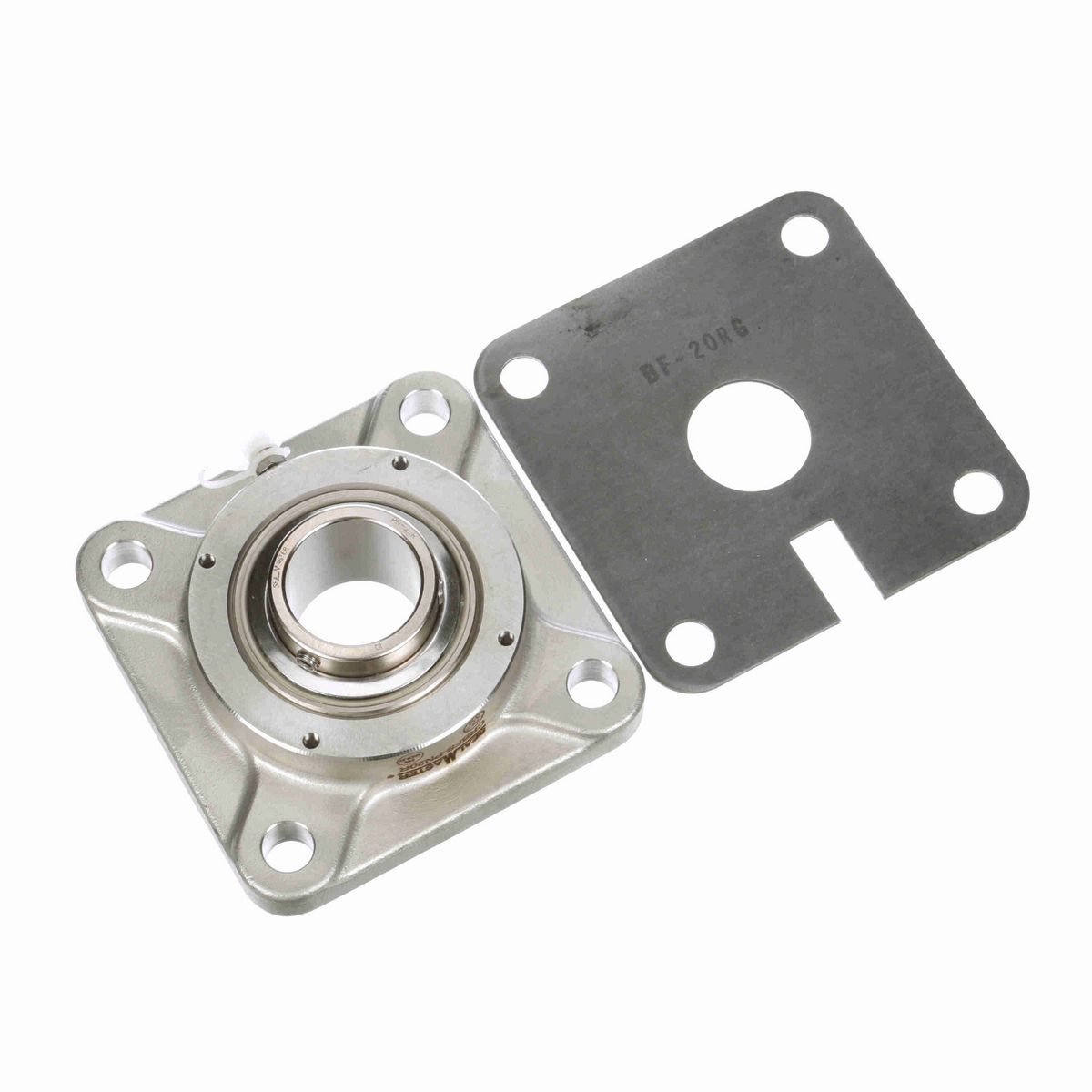 Sealmaster Mounted Stainless Steel Four Bolt Flange Ball Bearing - 52100 Bearing Steel, Phosphorus Nickel Coated - Setscrew Lock - Corrosion Resistant - CRBFS-PN20R