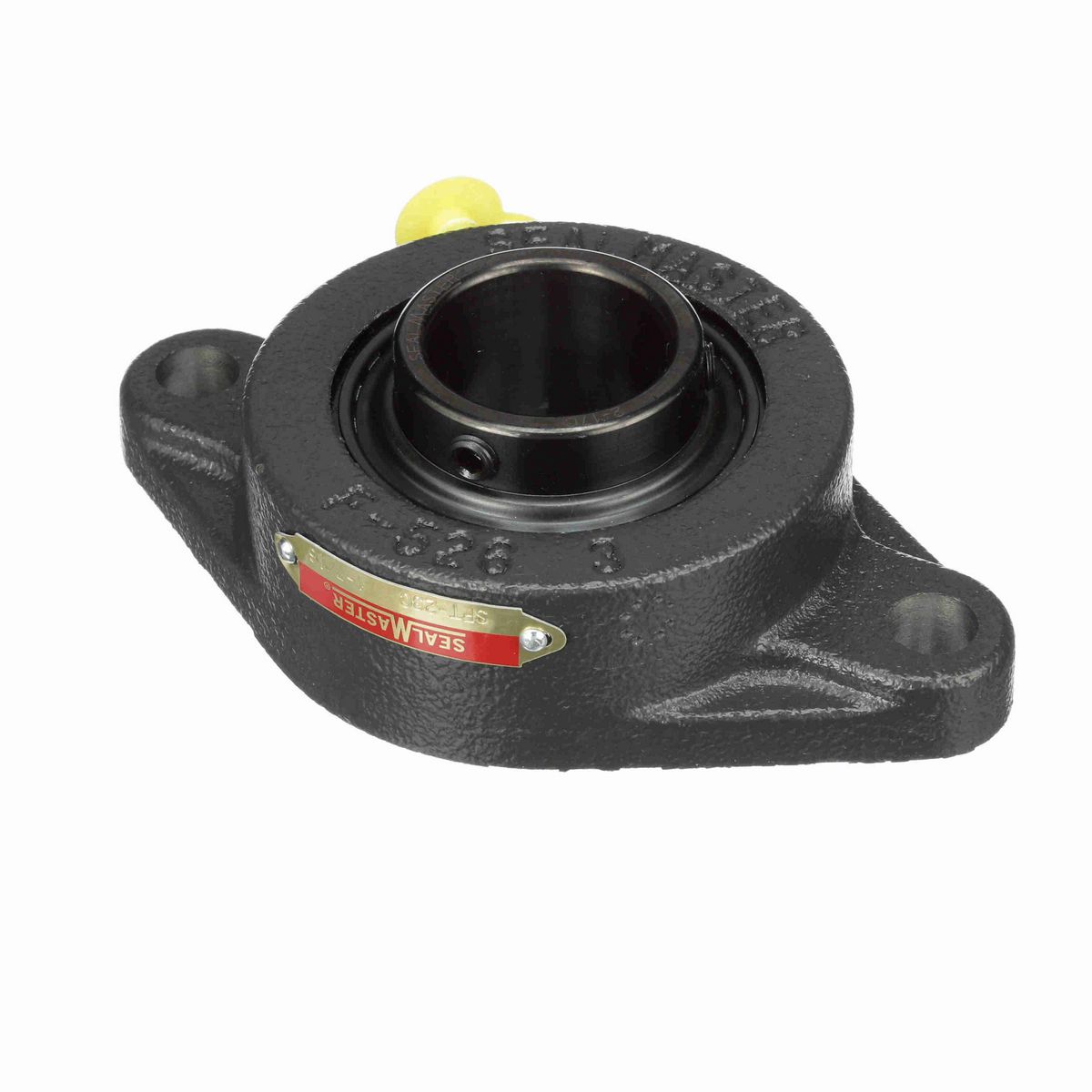 Sealmaster Mounted Cast Iron Two Bolt Flange Ball Bearing - 52100 Bearing Steel, Black Oxided - Setscrew Lock - SFT-23C