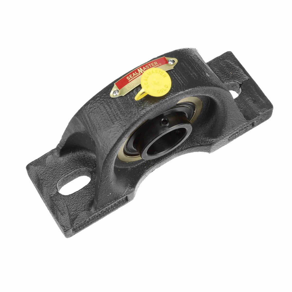 Sealmaster Mounted Cast Iron Two Bolt Pillow Block Ball Bearing - 52100 Bearing Steel, Black Oxided - Setscrew Lock - EMP-19