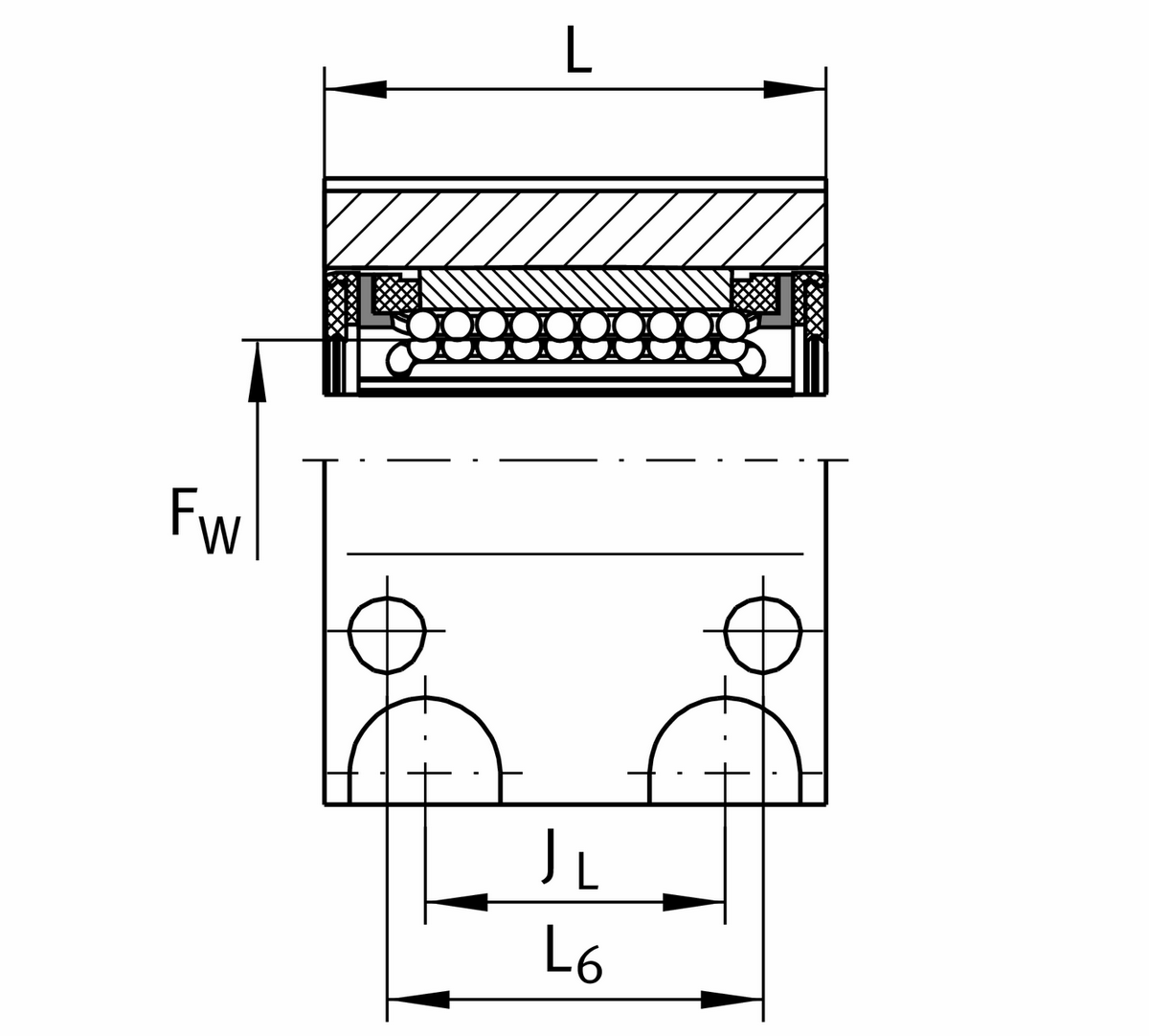Узел с шарикоподшипником для линейного перемещения INA KGSCS30-PP-AS