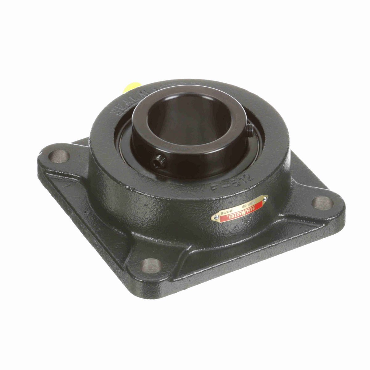 Sealmaster Mounted Cast Iron Four Bolt Flange Ball Bearing - 52100 Bearing Steel, Black Oxided - Setscrew Lock - MSF-39