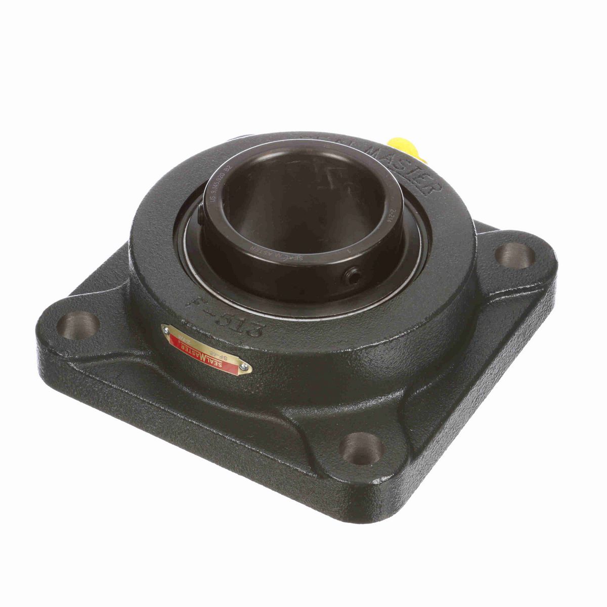 Sealmaster Mounted Cast Iron Four Bolt Flange Ball Bearing - 52100 Bearing Steel, Black Oxided - Setscrew Lock - SF-46