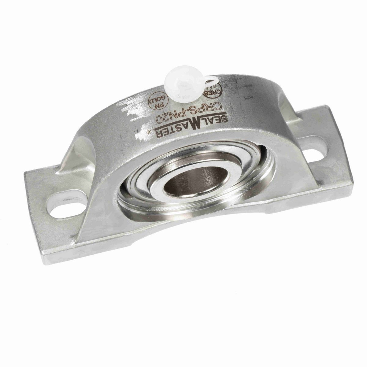 Sealmaster Mounted Stainless Steel Two Bolt Pillow Block Ball Bearing - 52100 Bearing Steel, Phosphorus Nickel Coated - Setscrew Lock - Corrosion Resistant - CRPS-PN20