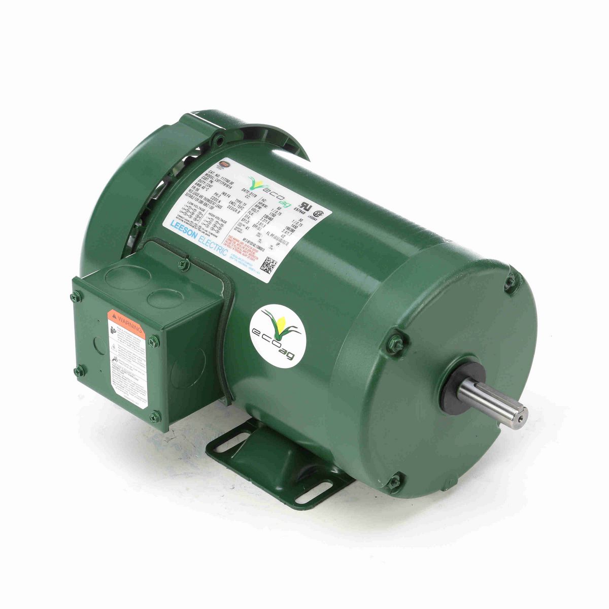 LEESON eco Ag® Agricultural Motor, 1 & 1 HP, 3 Ph, 60 & 50 Hz, 230/460 & 190/380 V, 1800 & 1500 RPM, 56 Frame, TEFC - 117760.00