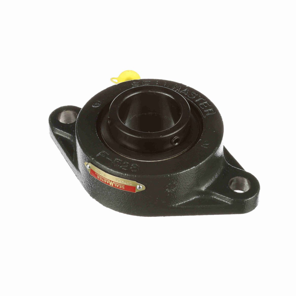 Sealmaster Mounted Cast Iron Two Bolt Flange Ball Bearing - 52100 Bearing Steel, Black Oxided - Setscrew Lock - SFT-28