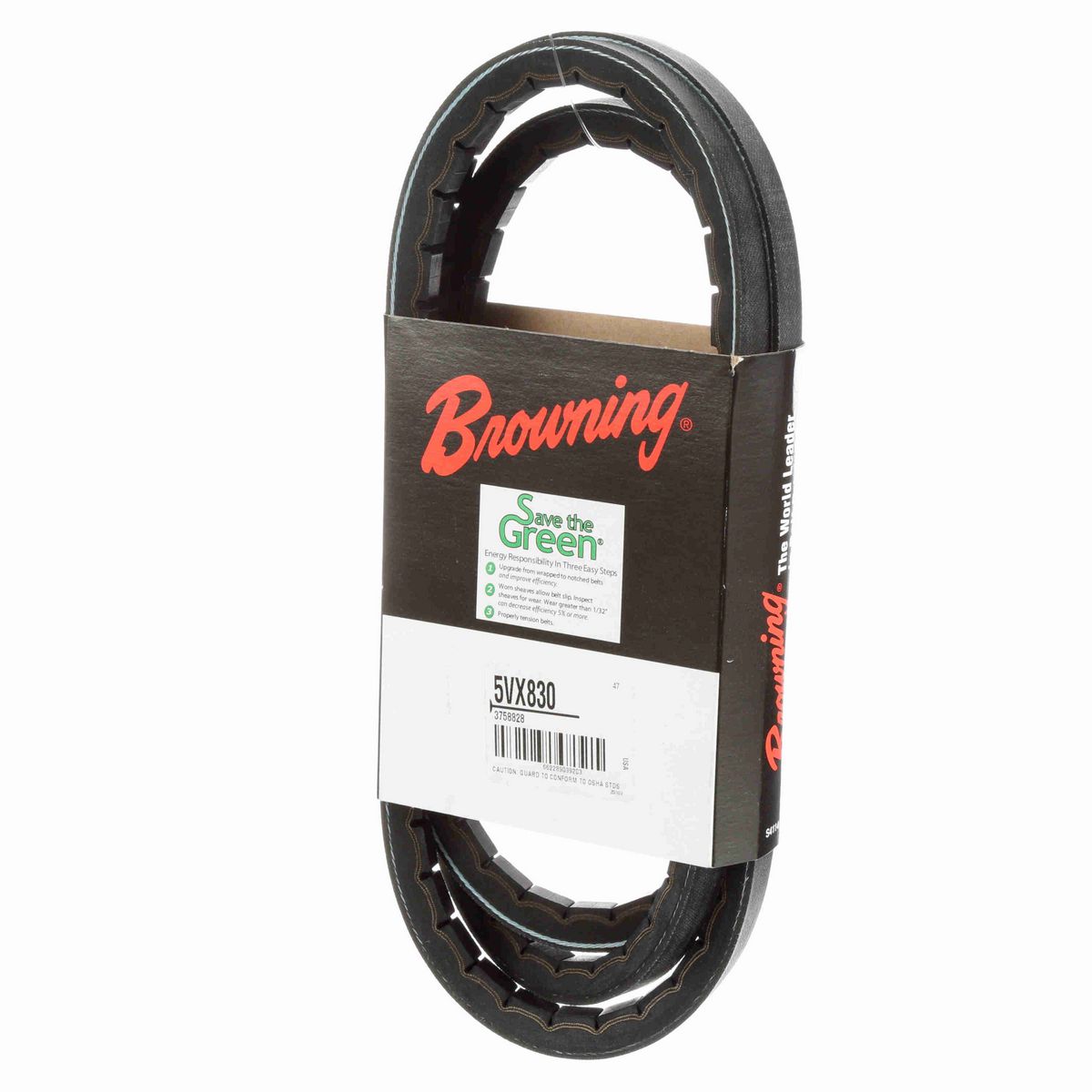 Browning EPDM Notched Belt 98% Efficient - 5VX830