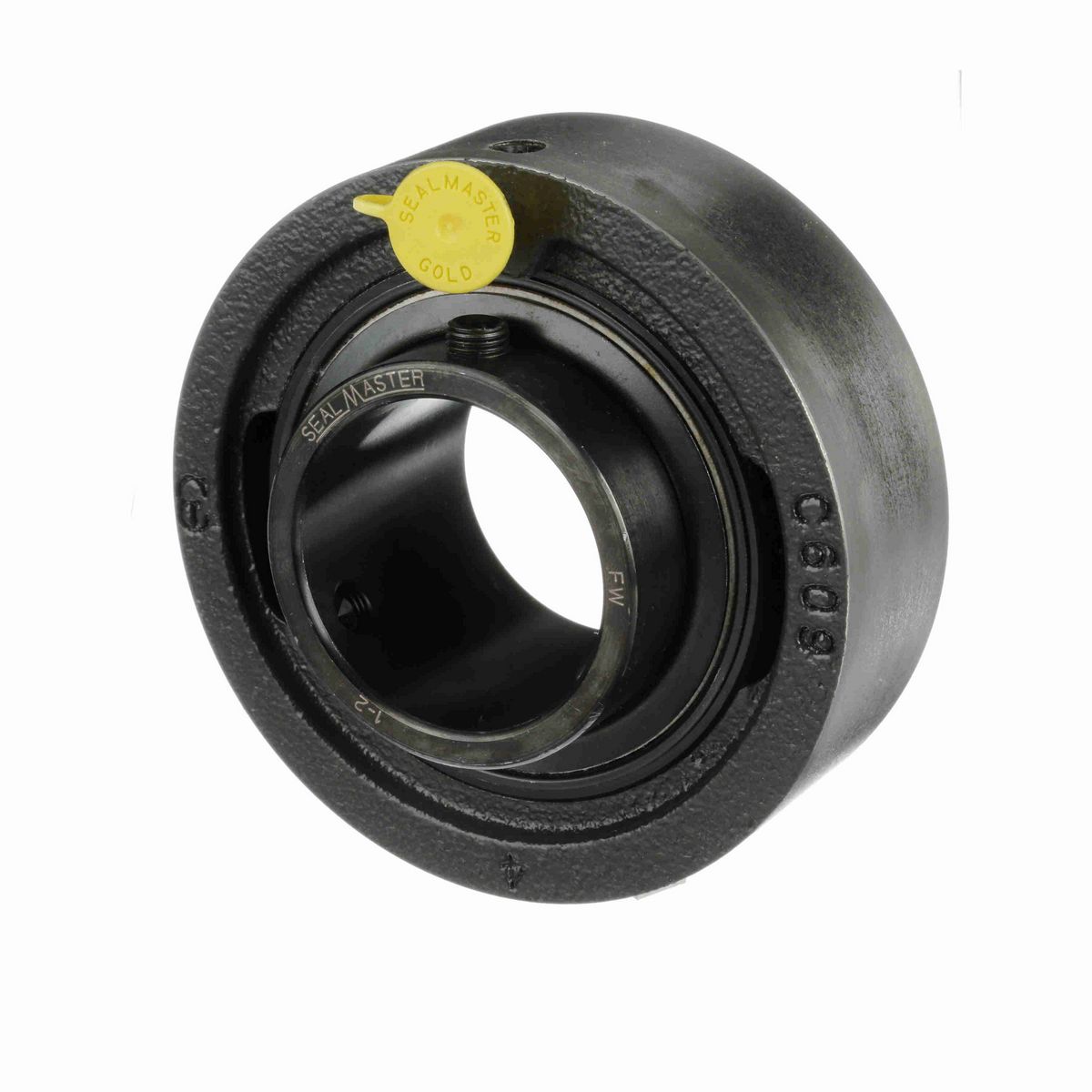 Sealmaster Mounted Cast Iron Cylindrical Cartridge Ball Bearing - 52100 Bearing Steel, Black Oxided - Setscrew Lock - SC-32R