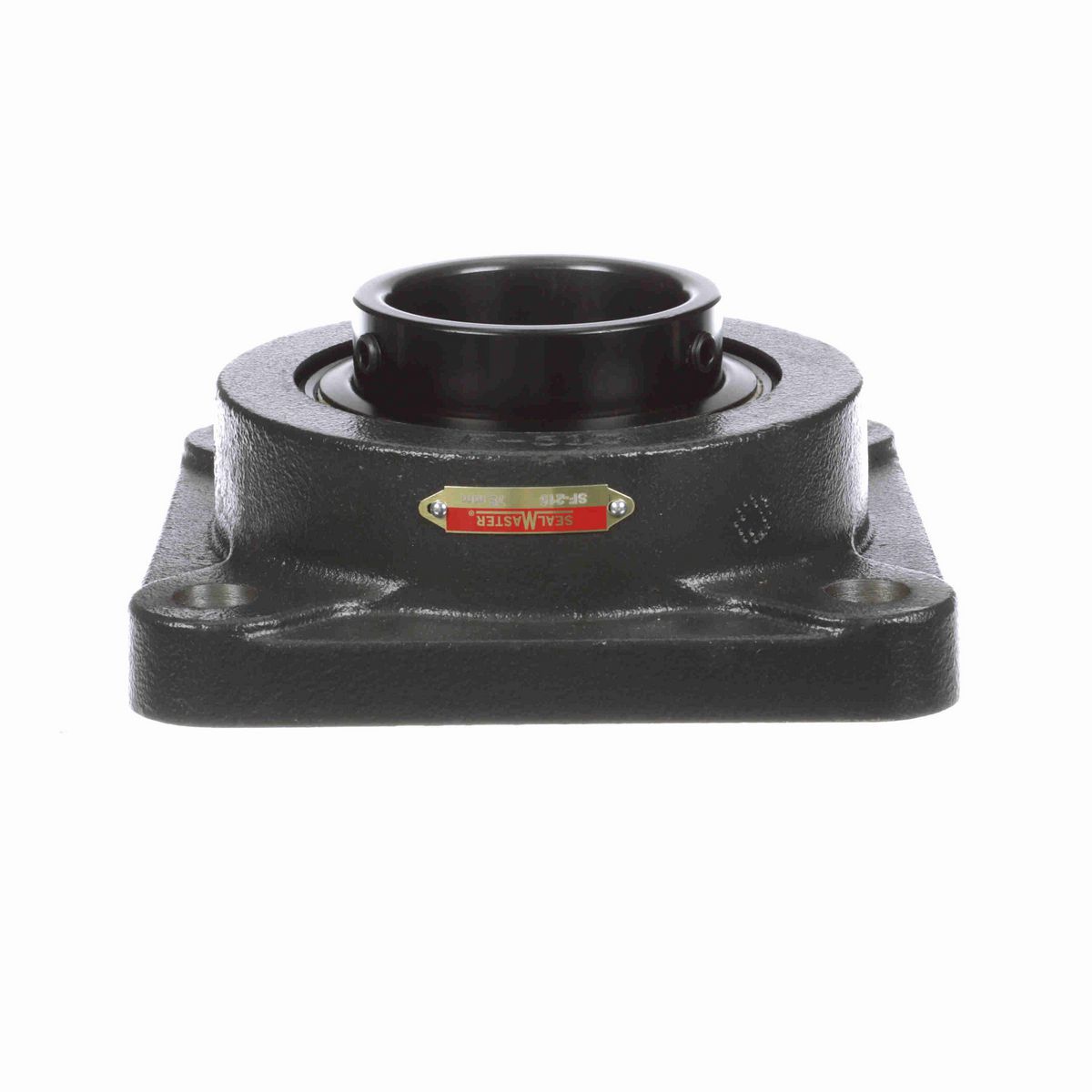 Sealmaster Mounted Cast Iron Four Bolt Flange Ball Bearing - 52100 Bearing Steel, Black Oxided - Setscrew Lock - SF-215