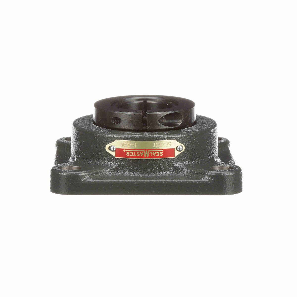 Sealmaster Mounted Cast Iron Four Bolt Flange Ball Bearing - 52100 Bearing Steel, Black Oxided - Concentric Lock - SF-22T