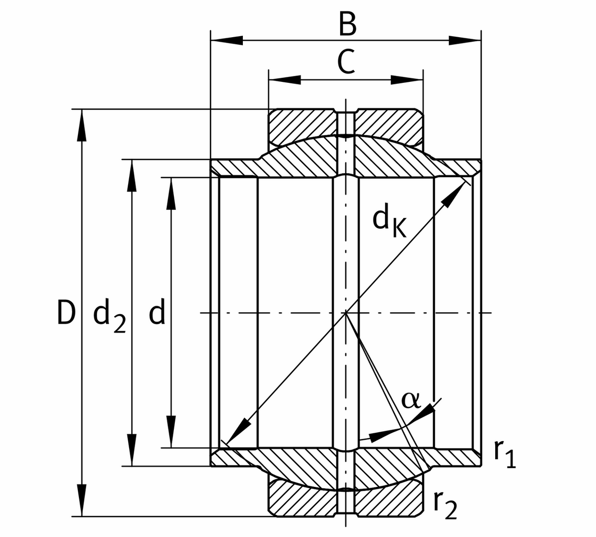 Сферический шарнирный подшипник INA GE20-LO-E