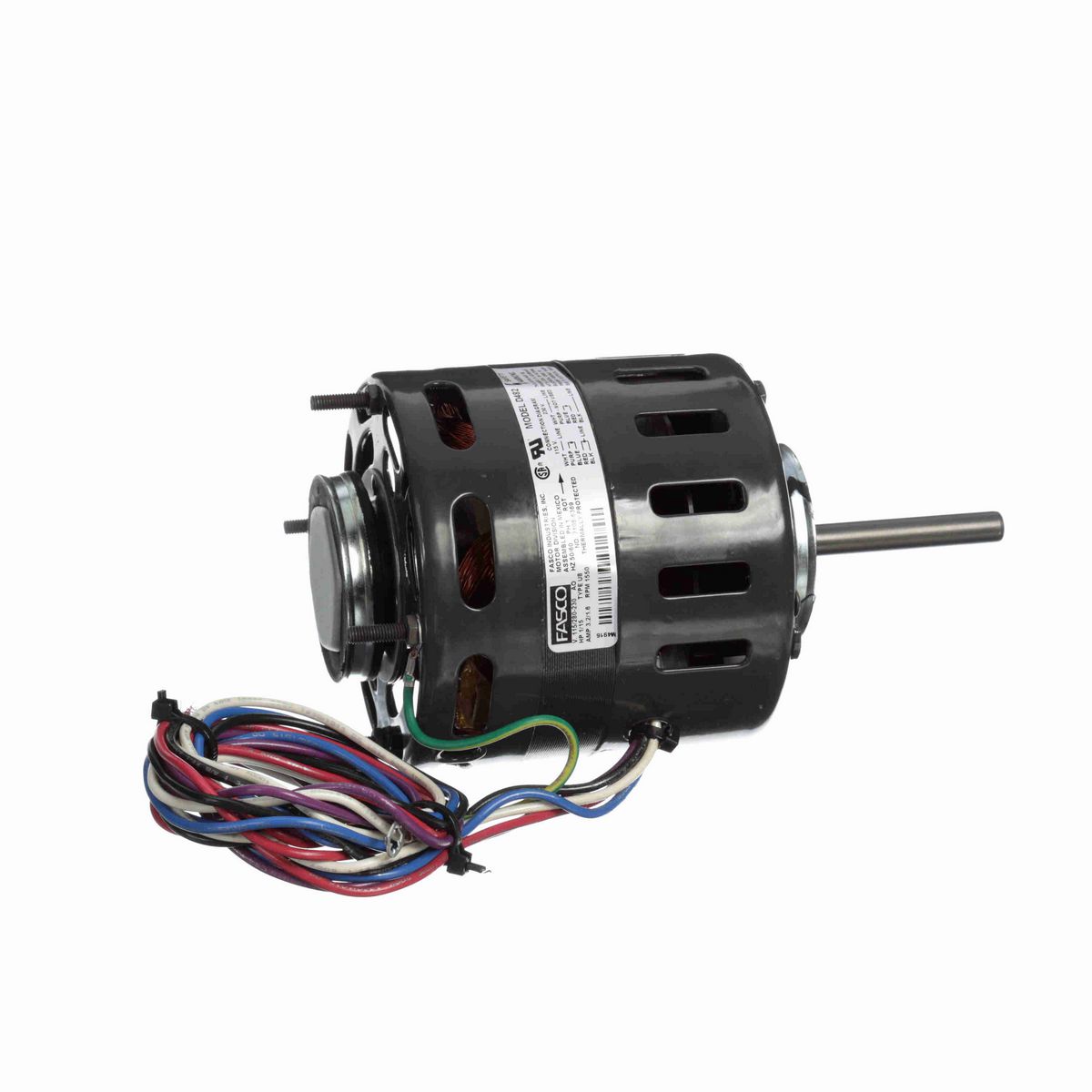 FASCO Refrigeration Motor, 1/15 HP, 1 Ph, 50/60 Hz, 115/208-230 V, 1550 RPM, 1 Speed, 4.4" Diameter, OAO - D482