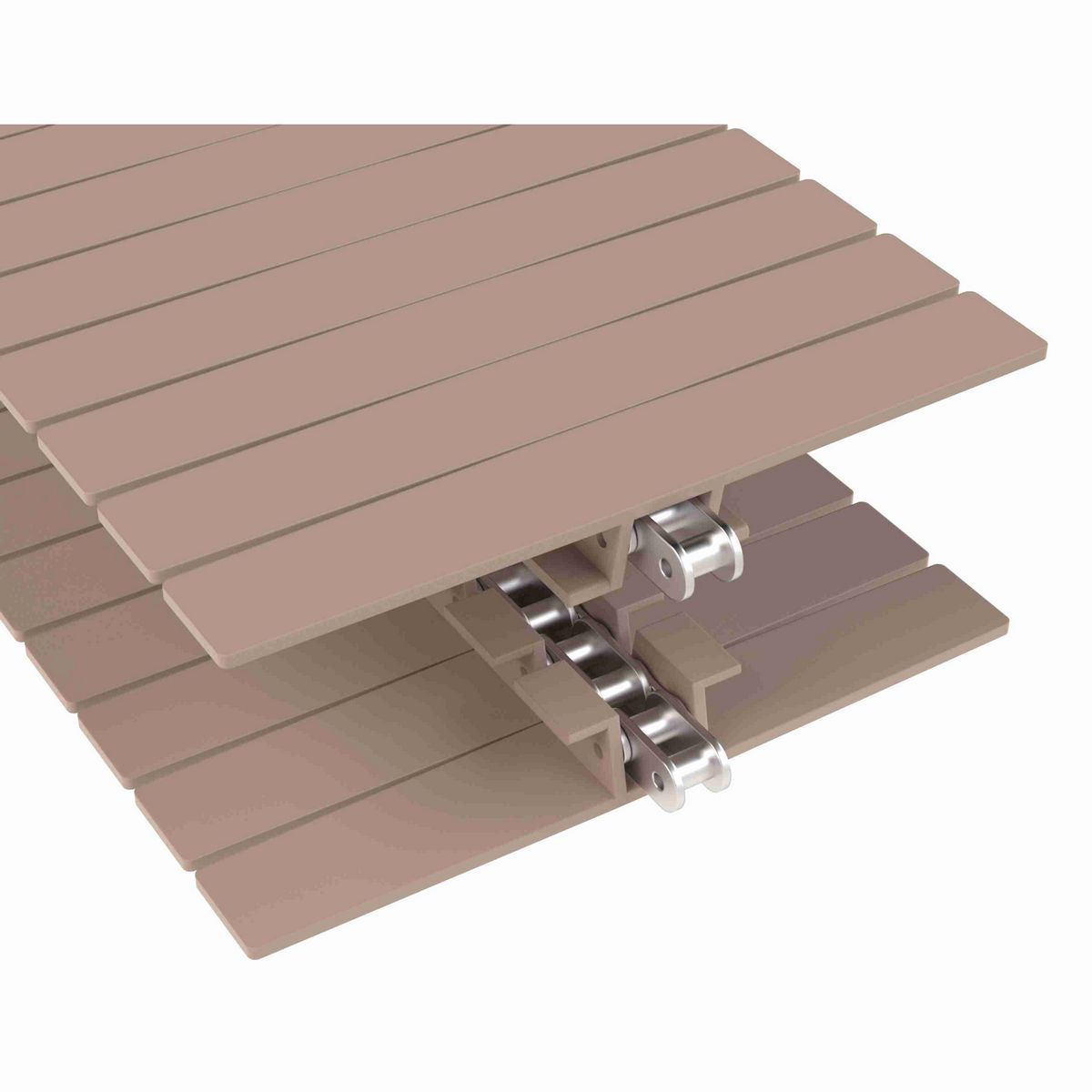 Rexnord 1873TAB Side-flexing Solid Top, Material: Tan Low Friction, Width: 10in, Pitch: 1.5in - LF1873SSK10