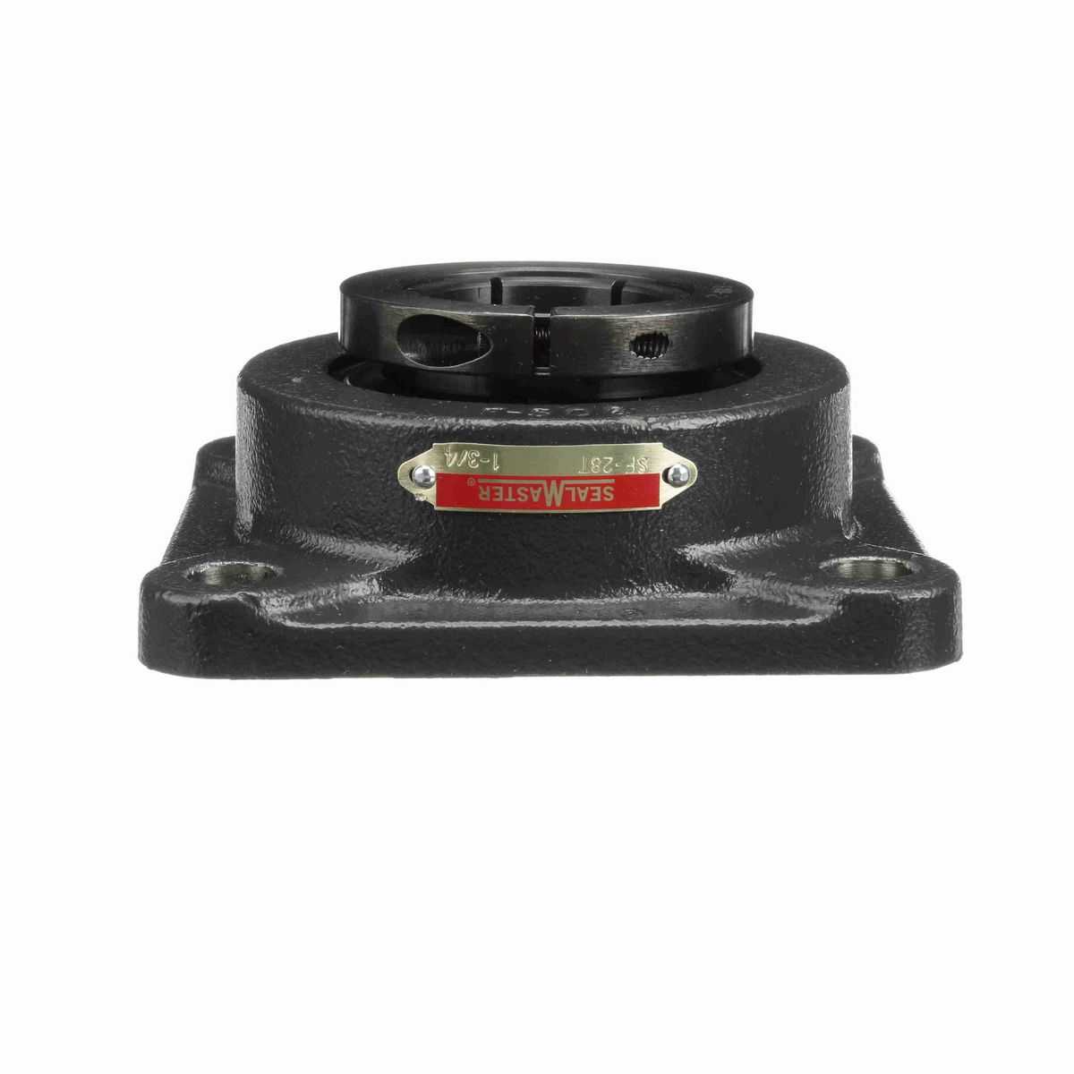 Sealmaster Mounted Cast Iron Four Bolt Flange Ball Bearing - 52100 Bearing Steel, Black Oxided - Concentric Lock - SF-28T